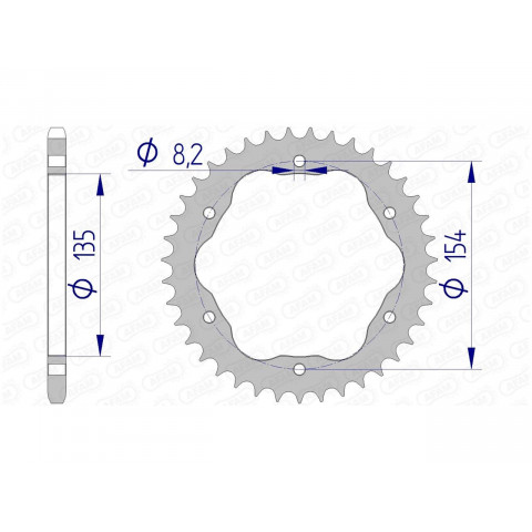 Couronne AFAM 37 dents alu pas 520 type 51804 Ducati 1098