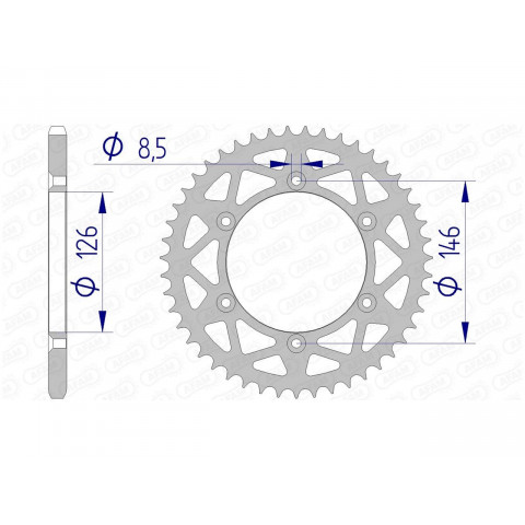 Couronne AFAM 47 dents alu pas 520 type 15203N Suzuki RM125