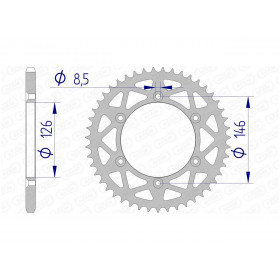 Couronne AFAM 47 dents alu pas 520 type 15203N Suzuki RM125