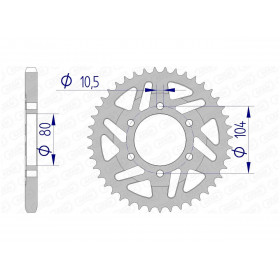 Couronne AFAM 43 dents alu pas 525 type 17610 Kawasaki