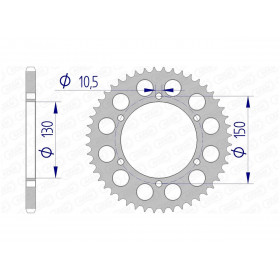 Couronne AFAM 46 dents alu pas 520 type 13604 Yamaha