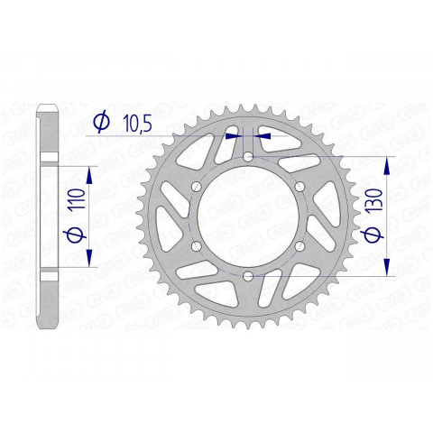 Couronne AFAM 41 dents alu pas 530 type 13813