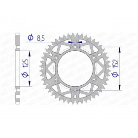 Couronne AFAM 50 dents alu pas 520 type 39300 Beta