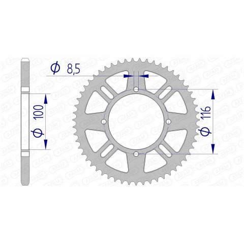 Couronne AFAM 50 dents alu pas 420 type 17104N Kawasaki