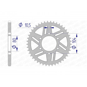 Couronne AFAM 43 dents alu pas 520 type 17606 Kawasaki