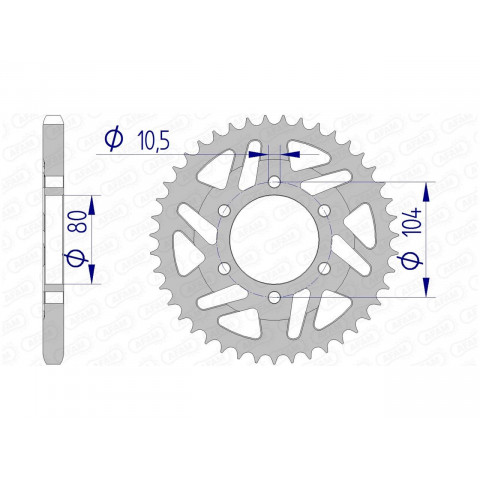 Couronne AFAM 39 dents alu pas 525 type 17610