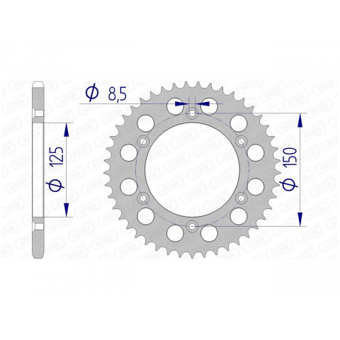 Couronne AFAM 44 dents alu pas 520 type 72304N