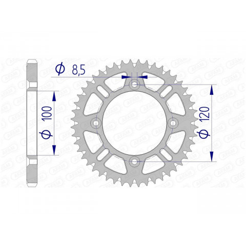 Couronne AFAM 48 dents alu pas 428 type 15104