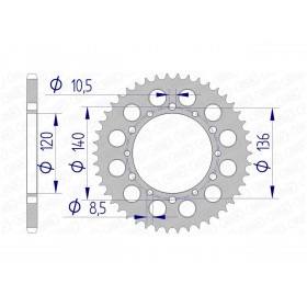 Couronne AFAM 48 dents alu pas 520 type 17404