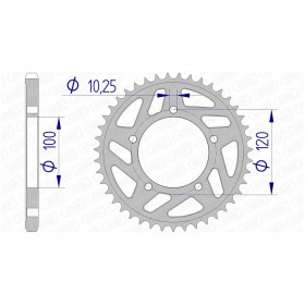 Couronne AFAM 43 dents alu pas 525 type 36802 Aprilia RSV4/1000R