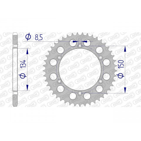 Couronne AFAM 42 dents alu pas 520 type 17206N Kawasaki