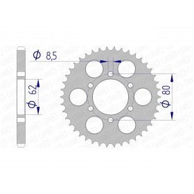 Couronne AFAM 51 dents alu pas 428 type 13208 Yamaha TY125