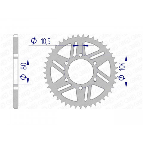 Couronne AFAM 39 dents alu pas 520 type 17606 Kawasaki