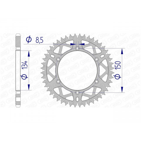 Couronne AFAM 50 dents alu pas 520 type 17206 Kawasaki