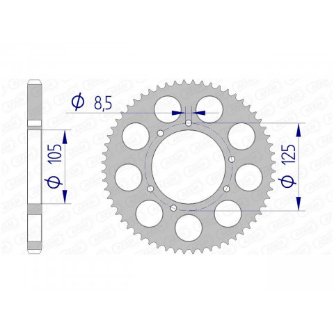 Couronne AFAM 58 dents alu pas 428 type 48200 HM