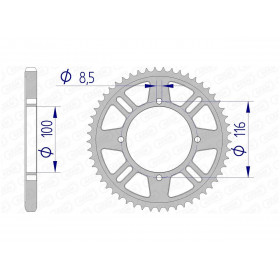 Couronne AFAM 51 dents alu pas 428 type 17105 Kawasaki