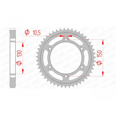 Couronne AFAM 40 dents acier pas 530 type 12801 Yamaha