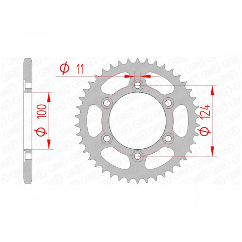 Couronne AFAM 39 dents acier pas 520 type 50602 Ducati