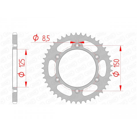 Couronne AFAM 38 dents acier pas 520 type 71304