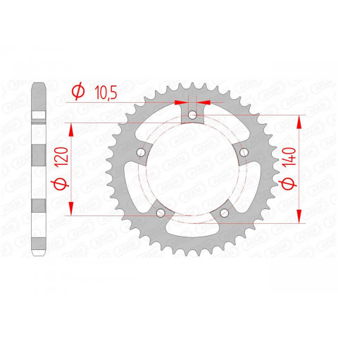 Couronne AFAM 42 dents acier pas 525 type 86500 Triumph 600