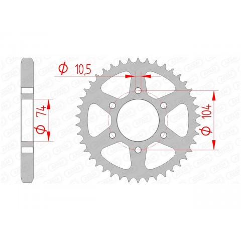 Couronne AFAM 40 dents acier pas 530 type 16401 Kawasaki