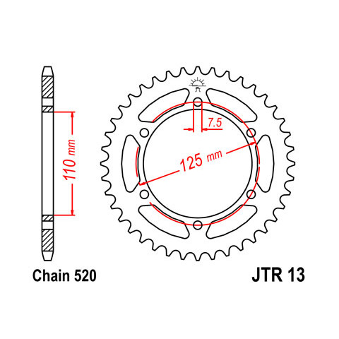 Couronne JT SPROCKETS 41 dents acier pas 520 type 13