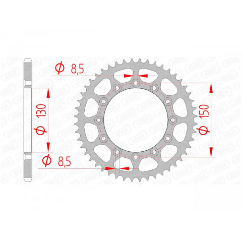 Couronne AFAM 50 dents acier pas 520 type 12323