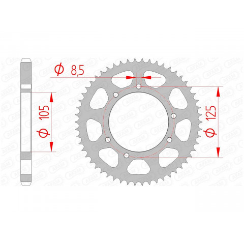 Couronne AFAM 62 dents acier pas 428 type 47200