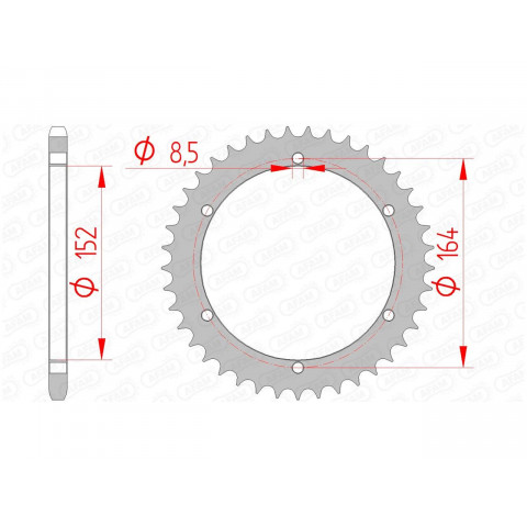 Couronne AFAM 42 dents acier pas 520 type 12502