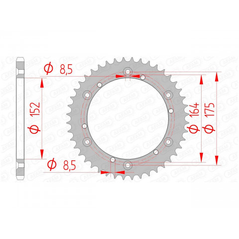 Couronne AFAM 43 dents acier pas 520 type 12500 Yamaha