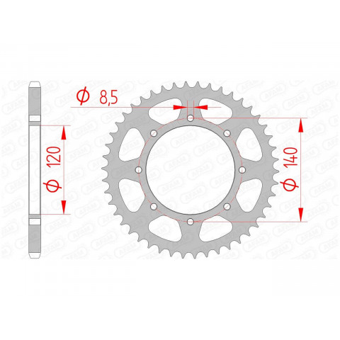 Couronne AFAM 46 dents acier pas 520 type 16600 Kawasaki