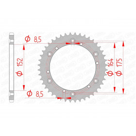 Couronne AFAM 44 dents acier pas 520 type 12500