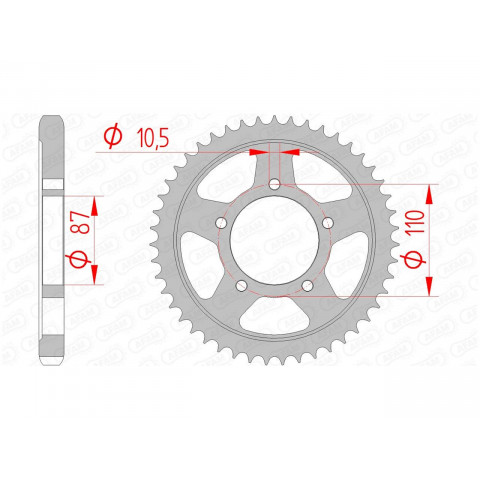 Couronne AFAM 45 dents acier pas 530 type 14601 Suzuki