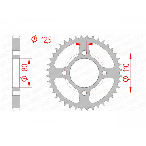 Couronne AFAM 46 dents acier pas 530 type 10603 Honda CB650/750