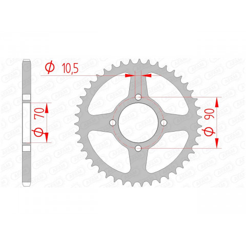 Couronne AFAM 43 dents acier pas 520 type 16310 Kawasaki KSF250 Mojave