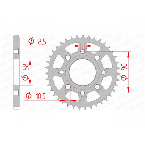 Couronne AFAM 51 dents acier pas 428 type 10201