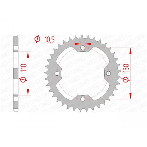 Couronne AFAM 36 dents acier pas 520 type 16406 Kawasaki KFX450R