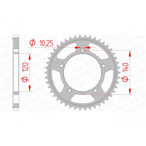 Couronne AFAM 43 dents acier pas 525 type 14604