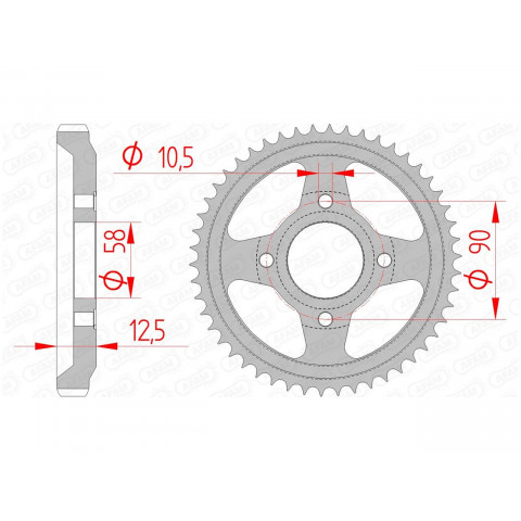 Couronne AFAM 50 dents acier pas 428 type 10216 Honda