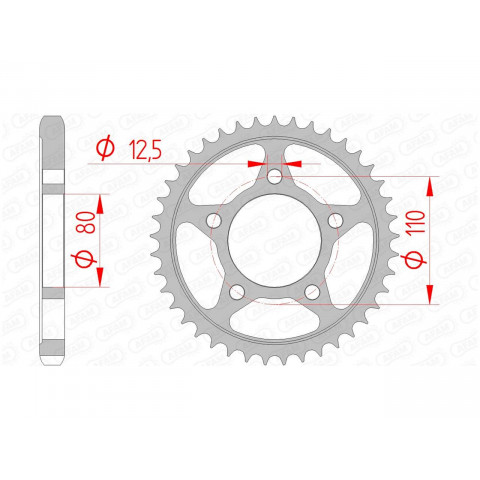 Couronne AFAM 44 dents acier pas 530 type 10605 Honda