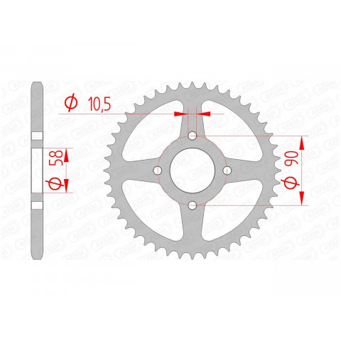 Couronne AFAM 41 dents acier pas 520 type 10221