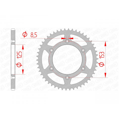 Couronne AFAM 51 dents acier ultra-light pas 520 type 10212SLK