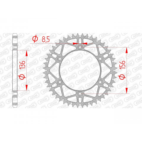 Couronne AFAM 50 dents acier ultra-light pas 520 type 14206SLK