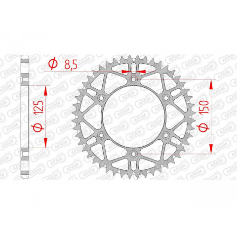 Couronne AFAM 50 dents acier ultra-light pas 520 type 71304SLK