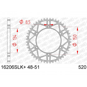 Couronne AFAM 49 dents acier ultra-light pas 520 type 16206SLK