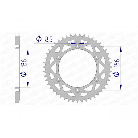 Couronne AFAM 53 dents alu pas 520 type 15206N