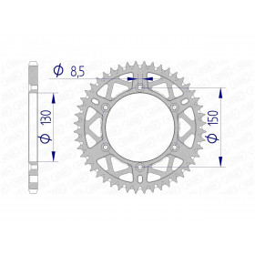 Couronne AFAM 49 dents alu pas 520 type 13323 Yamaha