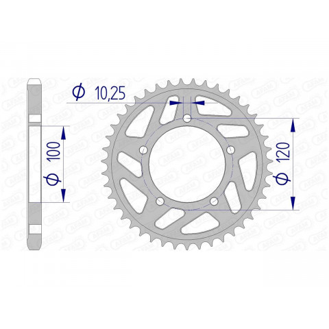 Couronne AFAM 41 dents alu pas 525 type 36802 Aprilia RSV