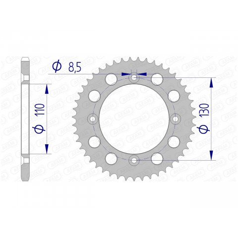 Couronne AFAM 52 dents type 11104N pas 420 alu HONDA CR 80 R