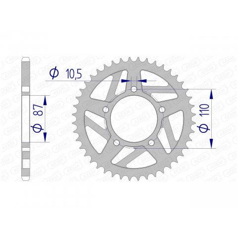 Couronne AFAM 39 dents alu pas 520 type 15405 Suzuki